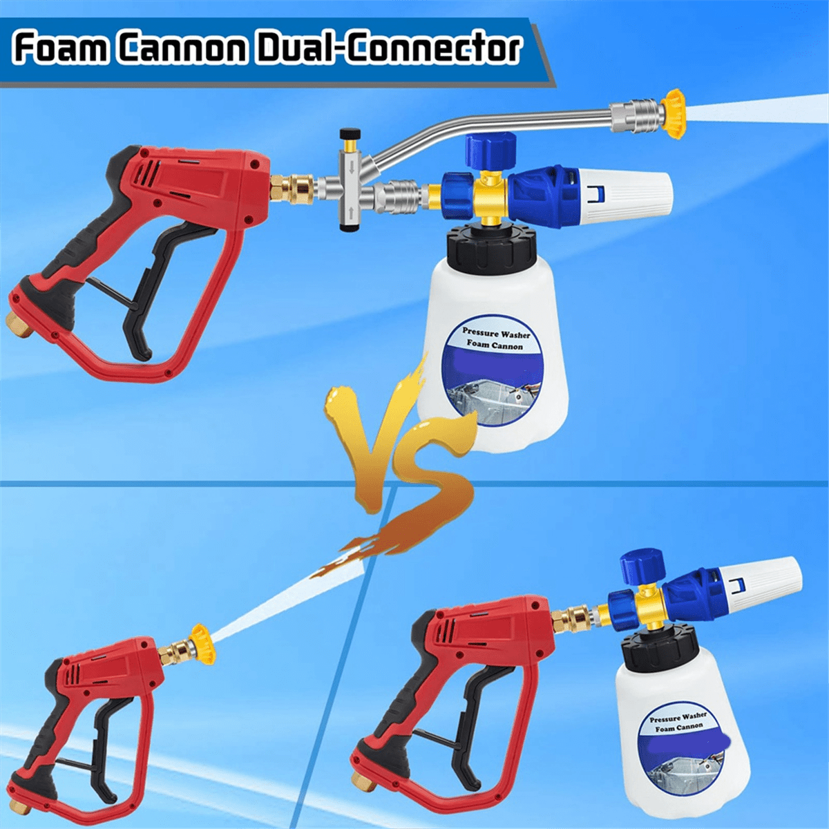 Pressure Washer Dual-Connector Tool with 7 Pressure Washer Nozzle Tips, 1/4 Quick Connect Switch Doubl