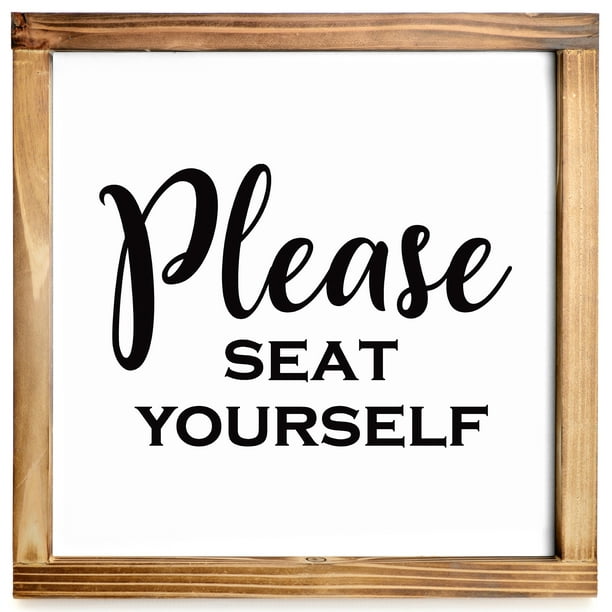 Please Seat Yourself Bathroom Sign Funny Farmhouse Decor Signs Rustic Home Modern For Wall With Solid Wood Frame 12 X Inches Com - Bathroom Signs Home Decor