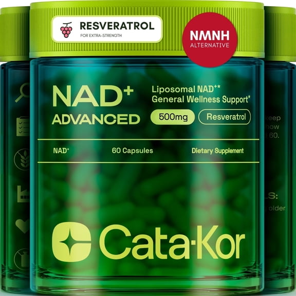 Cata-Kor NAD   Resveratrol 500mg - Liposomal NAD Supplement, 60 Capsules