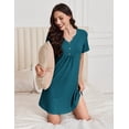 thumbnail image 5 of EKOUAER Nightgowns for Women Cotton Night Gowns Pleated Nightshirts Henley V Neck Sleepshirts Short Sleeve Sleepwear, 5 of 6