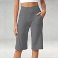 thumbnail image 2 of Yoga Pants for Women Yoga Shorts With Pockets Knee Length High Waisted Summer Gym Athletic Casual Pants, 2 of 6