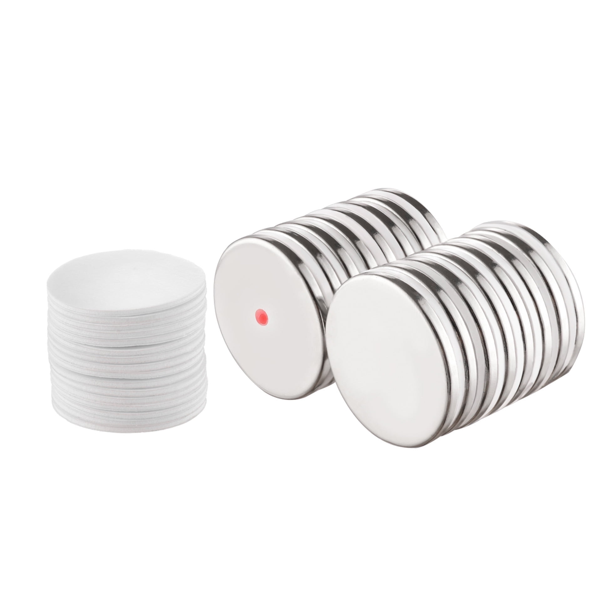 16pk - Neodymium Disc Magnets 1.26" x 1/8" (32mm x 3mm) with Double-Sided Adhesive – Rare Earth Magnets for Crafts, DIY, Science, Office & Hobby