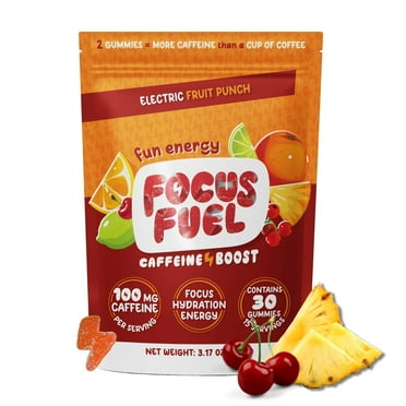 FocusFuel Energy Chews - Focus   Energy Gummies, 100mg Caffeine per 2 Gummies, includes B12, Magnesium, Electrolytes, All-Natural Ingredients (Fruit Punch - 30 Chews, 3.17oz)