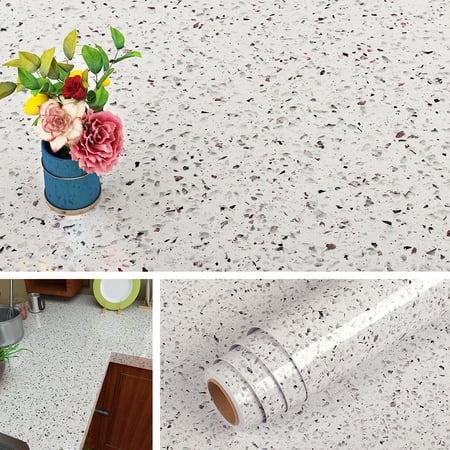 Livelynine Terrazzo Contact Paper Granite Countertop Adhesive Waterproof Peel and Stick Countertops Kitchen Counter Desk Furniture Shelves Table Paper Sticker Removable 16x80 Inch