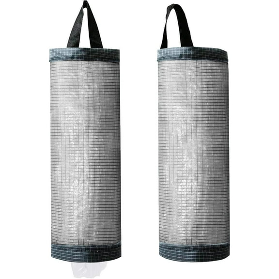 2 Pack Plastic Bag Holder, Grocery Bag Holder Mesh Hanging Storage Bag Dispenser