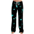 thumbnail image 4 of Hearthz Womens Valentine Pajama Pants Love Heart Graphic Soft Pajama Pants for Women Drawstring Wide Leg Holidays Women's Sleep Pants, 4 of 7