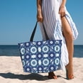 thumbnail image 2 of Beach Bag For Women, Vintage Blue Print Beach Tote Bag Swim Pool Bag Large Tote With Pockets For Workout., 2 of 2