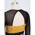thumbnail image 5 of SiiRoh Girls Sequins Long Sleeve Cropped Top with Wide Leg Pants Sparkly Color Block Hip Hop Street Dance Outfits Gold 14, 5 of 7