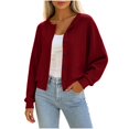 thumbnail image 2 of TGSLY Waffle Knit Cardigan Coat for Women Comfy Soft Button Down Solid Color Jacket Loose Casual Long Sleeve Cropped Tops XL, 2 of 8