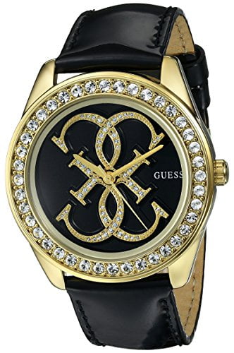 GUESS Women's Dazzling Logo Black & Gold-Tone Watch - Walmart.com