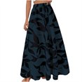 thumbnail image 3 of Njagoc3 Womens High-Waisted Blue Leaf Print Flared Maxi Skirt with Bold Patterns for Summer Garden Parties & Vacation Looks, 3 of 5