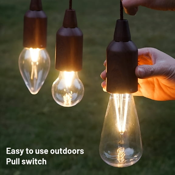 HIBIBUD LED Pull Cord Light Bulb Portable Hanging Lantern Battery Operated For Indoor Outdoor Camping Room Decoration