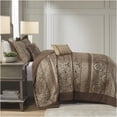 thumbnail image 4 of JERFIT Reversible King Size Jacquard Bedspread Set 5-Piece, Brown Gold Luxury Quilted Microfiber Bedding with Decorative Pillows, 4 of 8