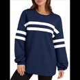 thumbnail image 1 of Sudadera Holgada A Rayas para Mujer, Cuello Redondo, Larga, Informal, con Bloques de Color, para Otoño Azul Marino L, 1 of 9