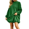 thumbnail image 3 of Yeaiivve Womens Oversized Sweatshirts Dress Adjustable Drawstring Balloon Hem Tunic Sweatshirt Fashion Casual Long Sleeve Pullover Tops with Pockets Green,M, 3 of 9