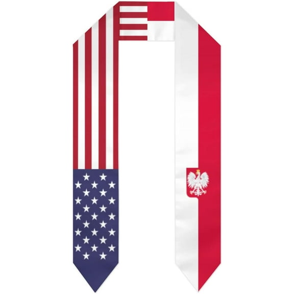 Poland & USA United States Flag Graduation Stole For International Student Stole Pride Cheers Shawls