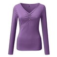 thumbnail image 4 of Blusa de camiseta con cuello redondo y manga larga suelta de color sólido para mujer Pompotops  gfhjh9825, 4 of 5