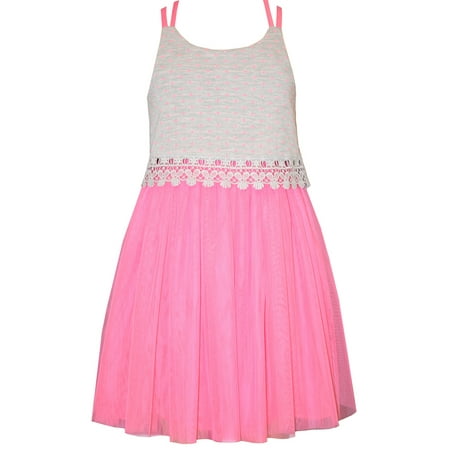 - Bonnie Jean Girls Summer Dress 7 - 16 Pink Lace Tulle Sundress 10