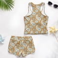 thumbnail image 6 of COEQINE Girls 2 Piece Tankini Bathing Suit, Modest Round Neck Top with Shorts, Beach Swimwear with Chest Pad Rash Guard for Little Kid Girls 6-7 Years, Boho Paisley Pattern Brown, 6 of 8