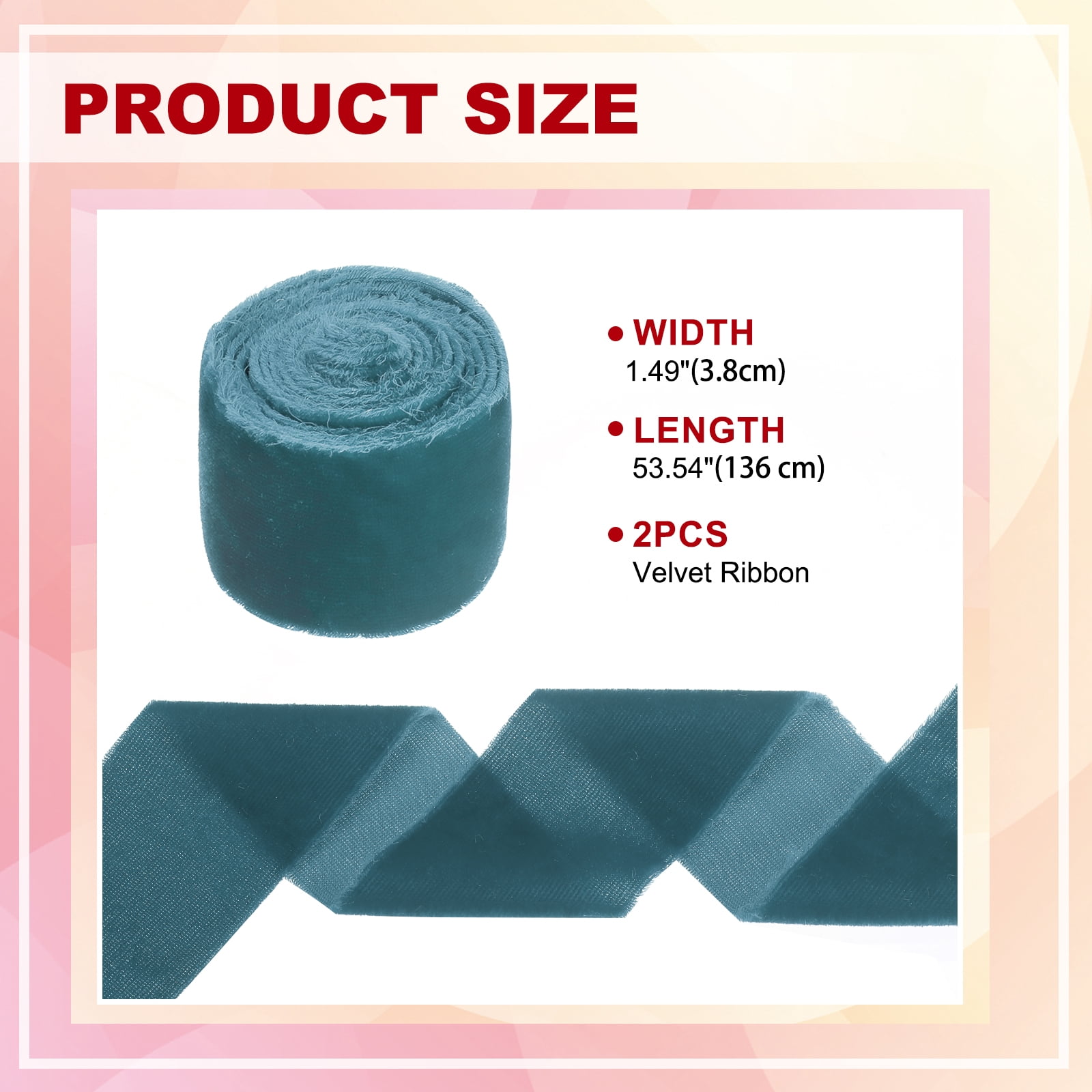Uxcell Velvet Ribbon, Wide Handmade Frayed Raw Edge Thick Fringe Ribbon for Gift Wrapping Blue