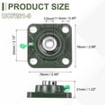 thumbnail image 2 of UCF201-8 Pillow Block Bearings, 1/2 inch Bore Self Alignment, Solid Cast Iron Base, Chrome Steel Square Flange Mounted Pillow Block Ball Bearing, (ABEC3), 2 of 7