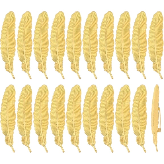 20 Pcs Feather Brooch Pins Golden Feather Brooch Pins Feather Shape Brooch Brass Feather Brooch Pins