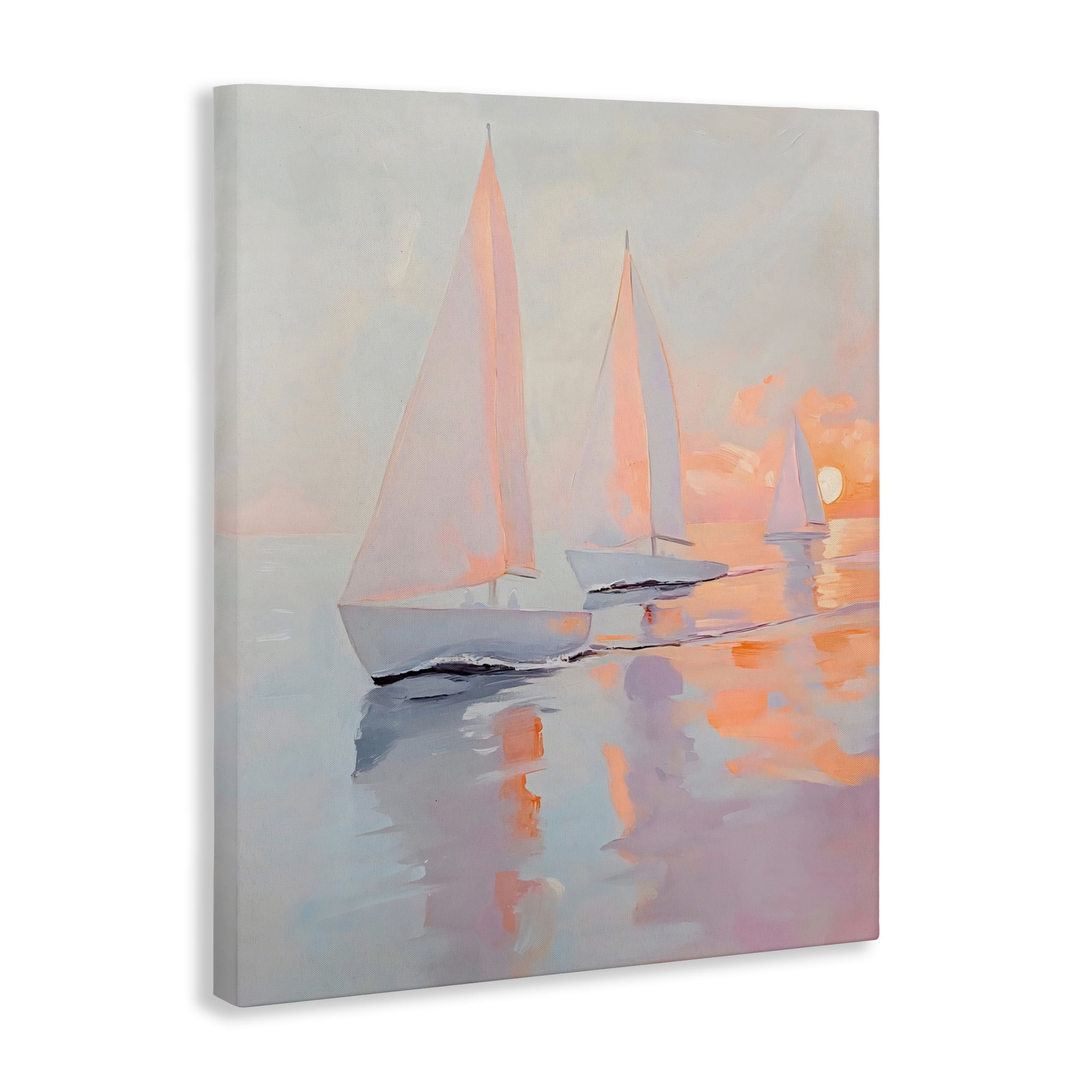 Stupell Industries Peach Sunset Sailboats on Sea Canvas Wall Art, design by Creative Studio