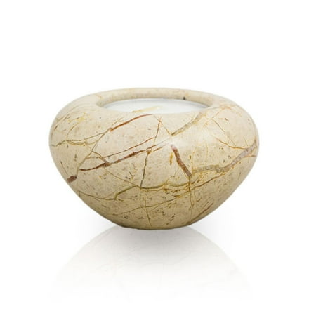 Marble Keepsake - Marble Cremation Keepsake For Sharing Ashes - Extra Small 1 Pounds - Brown Candle Holder - Engraving Sold Separately