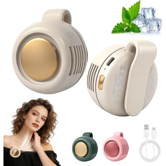 otnbgsr Clip On Mini Fan 2026, Portable Bladeless Fan with 3 Speeds, Wearable 360 Degree Clip Fan for Shirt Belt Outdoor Travel Office Use