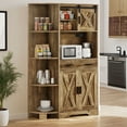 thumbnail image 2 of Dextrus 67" Farmhouse Pantry Storage Cabinet with Power Outlet ,Large Kitchen Pantry Buffet with Adjustable Shelves， Freestanding Hutch Cabinet with Doors & Microwave Shelf, Coffee Bar, Cupboard, 2 of 12