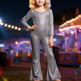 thumbnail image 2 of LIIPEE Girls Romper Glitter Performance Jumpsuit Long Sleeve Stretchy Fit Leotard Kids Comfortable Bodysuit For Stage Play And Dance Breathable Soft Cute One-Pieces,Black,3-4 Years, 2 of 4