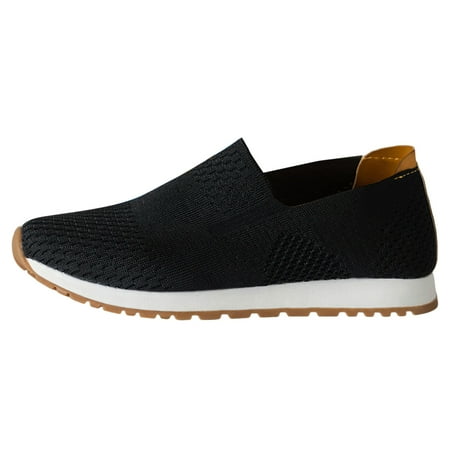 Siilsaa Womens Fashion Sneakers Slip On Fashion Sneaker Slip on Shoes for Women Loafers Comfort Casual Low Top Sneakers Black 7