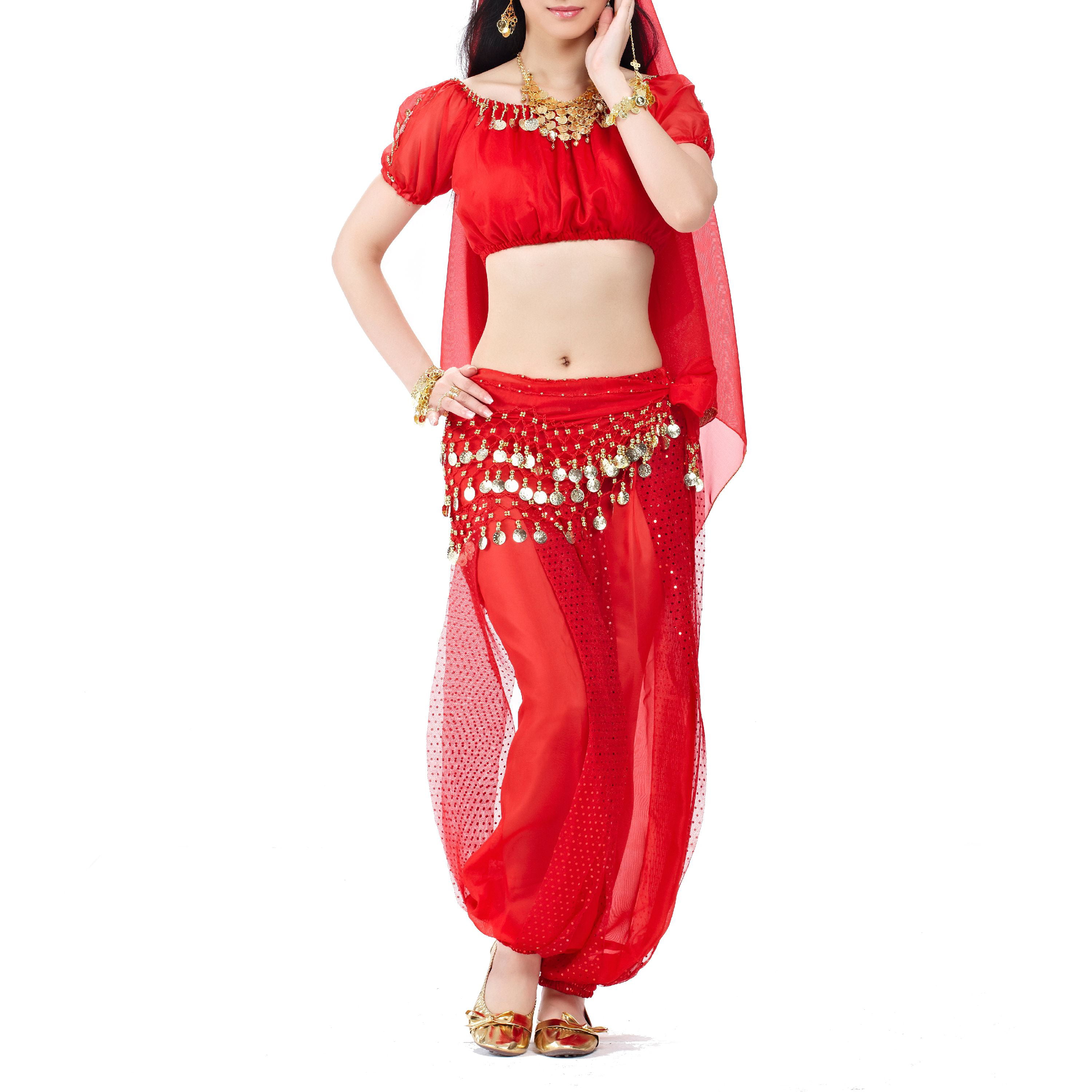Details about   DARK GREEN Chiffon Side Slit Harem Belly Dance Costume BOHO Aladdin Trouser Pant 