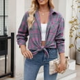 thumbnail image 4 of CaComMARK PI Women's Casual Plaid Long Sleeve Button Down Shirts Oversized Fashion Blouse Tops with Pocket sales today prime, 4 of 6