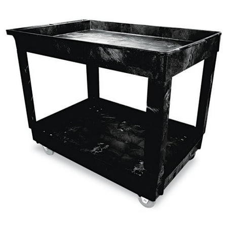Rubbermaid Commercial Service/Utility Cart  Two-Shelf  24w x 40d x 31.25h  Black -RCP9T6700BLA