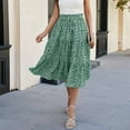 thumbnail image 6 of RPVATI Long Flowy Skirts for Women On Clearance Floral Tiered High Waisted Summer Maxi Skirt Boho Drawstring Holiday Pleated Vacation A Line Skirts Green M, 6 of 8
