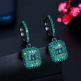 thumbnail image 2 of Gorgeous Green Square CZ Dangle Round Huggie Hoop Earrrings for Bridesmaid Gift, 2 of 9