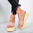 thumbnail image 5 of Women's Wedge Sandals Open Toe Vacation Beach Slip On Wedge Slides Comfortable Breathable Sandal Shoes Pink 40, 5 of 5