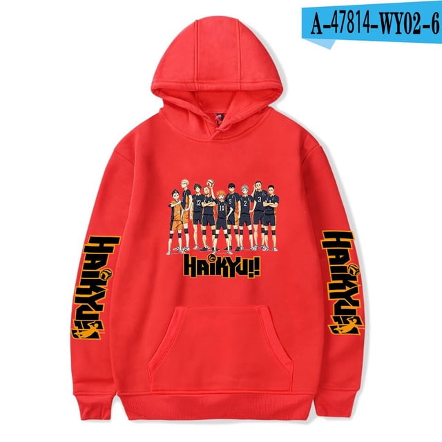 Haikyu!! Sudaderas con capucha de juego, chaqueta informal para niños y adultos, tallas para niños, jersey de Cosplay Hinata Shoyo, Jersey UnisexB rojo4XL Deng Xun unisex
