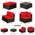 thumbnail image 3 of Gymax 6PCS Rattan Patio Sectional Sofa Set Outdoor Furniture Set w/ Red Cushions, 3 of 10