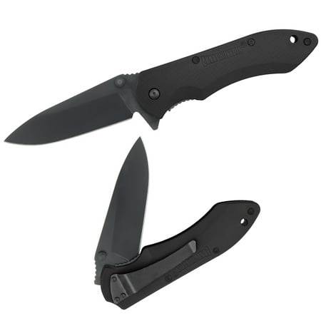 Maxpedition Ferox Plain Edge Steel Folding Pocket Knife w/ Pocket Clip - Black