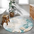 thumbnail image 4 of Ocean Shell Round&nbsp;Area Rug&nbsp;3 ft Blue Floral Abstract Background Washable Rugs for Living Room, Non Slip Soft Carpet for Bedroom Entryway Dining Room, 4 of 9