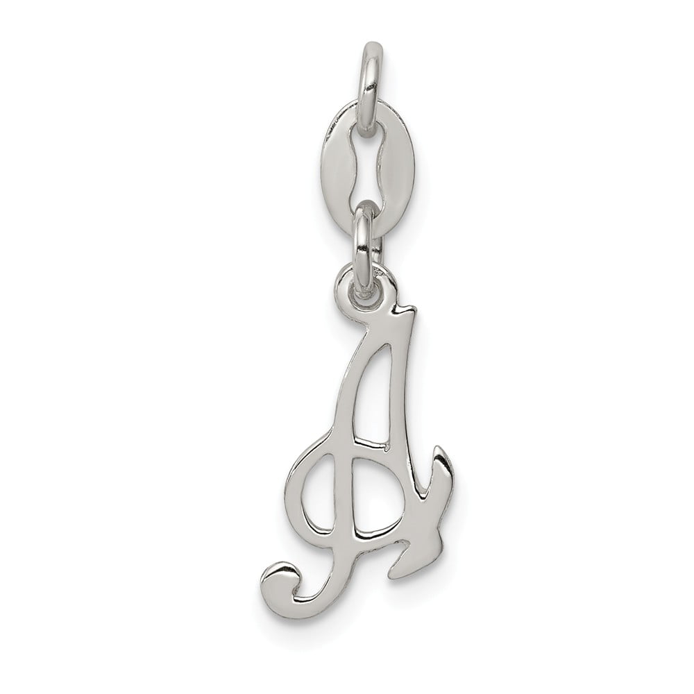 Solid 925 Sterling Silver Small Initial Letter J Alphabet Charm Pendant 19mm x 8mm 