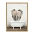 thumbnail image 2 of Kate and Laurel Sylvie Elephant Back in Rustic Bath Framed Canvas Wall Art by Amy Peterson Art Studio, 18x24 Natural, Modern Fun Decorative Bathtub Wall Art for Home Décor, 2 of 6