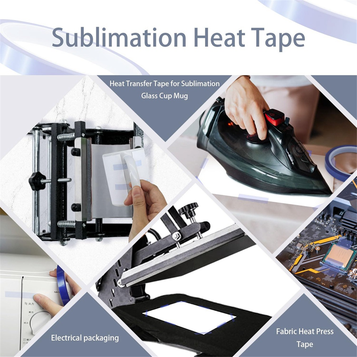 30 Rolls Sublimation Heat Tape,Heat Transfer Tape for Sublimation Glass Cup Mug Fabric Heat Press Tape,10mm X 33m(108ft)