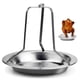 thumbnail image 3 of Parrilla para asar, estante para pollo asado Parrilla colgante de acero inoxidable con cepillo para parrilla Soporte vertical para asador con bandeja de goteo para parrilla, accesorios para parrilla Jormftte LKX-1319, 3 of 7