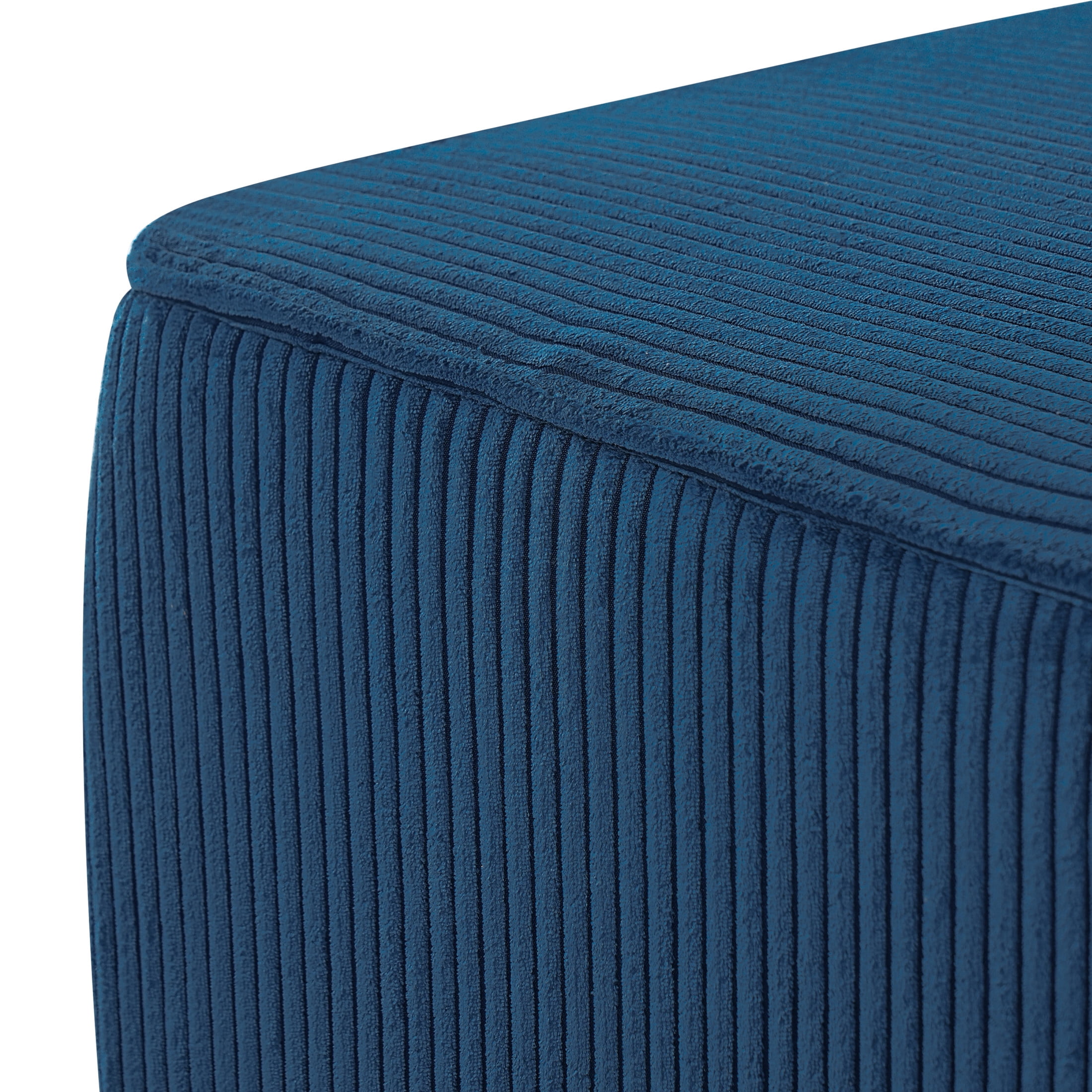 Christopher Knight Home Corduroy Upholstered Square Ottoman, Modular Footrest with Wood Frame, Blue