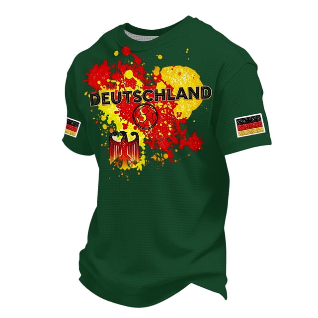 Women's Germany Football Graphic T-Shirt, Men's Soccer Graphic T-Shirt, Casual Short Sleeve Sports Top for Workout for Soccer Tournament 2026 Dark Green Size: 2XL