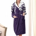 thumbnail image 2 of Bcresic Womens Robes Plush Fleece Bathrobe Flannel Hooded Pajamas Thick Nightgown with Pockets Fluffy Sleepwear Long Shaggy Loungewear Soft Bathrobes Clearance Saving,A03-Purple,Medium, 2 of 3