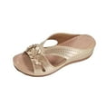 thumbnail image 2 of Viluyesy Women's Wedge Sandals, Open Toe Arch Support Floral Hollow Up Wide Width Comfortable Slides Shoes Gold, 2 of 3